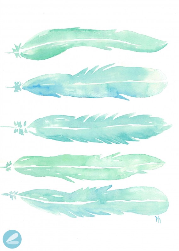 569x800 Watercolor Feathers Printable Dragonfly Designs