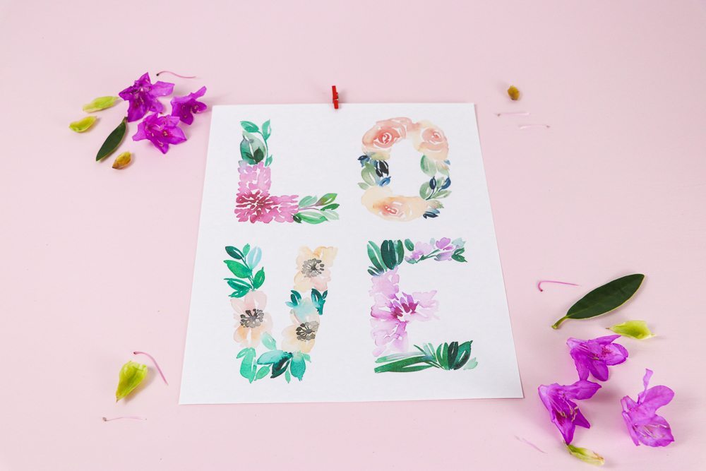1000x667 Watercolor Floral Love Free Printable Card And Wall Art