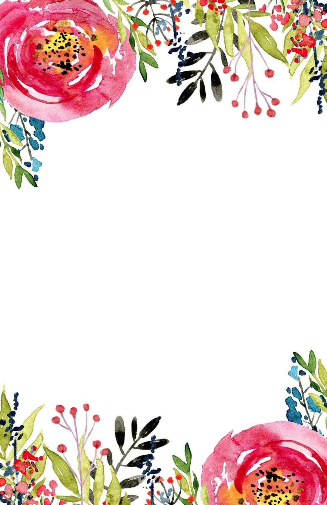 1086x1679 Neutral Flower Border Design For Wedding Watercolor Flowers