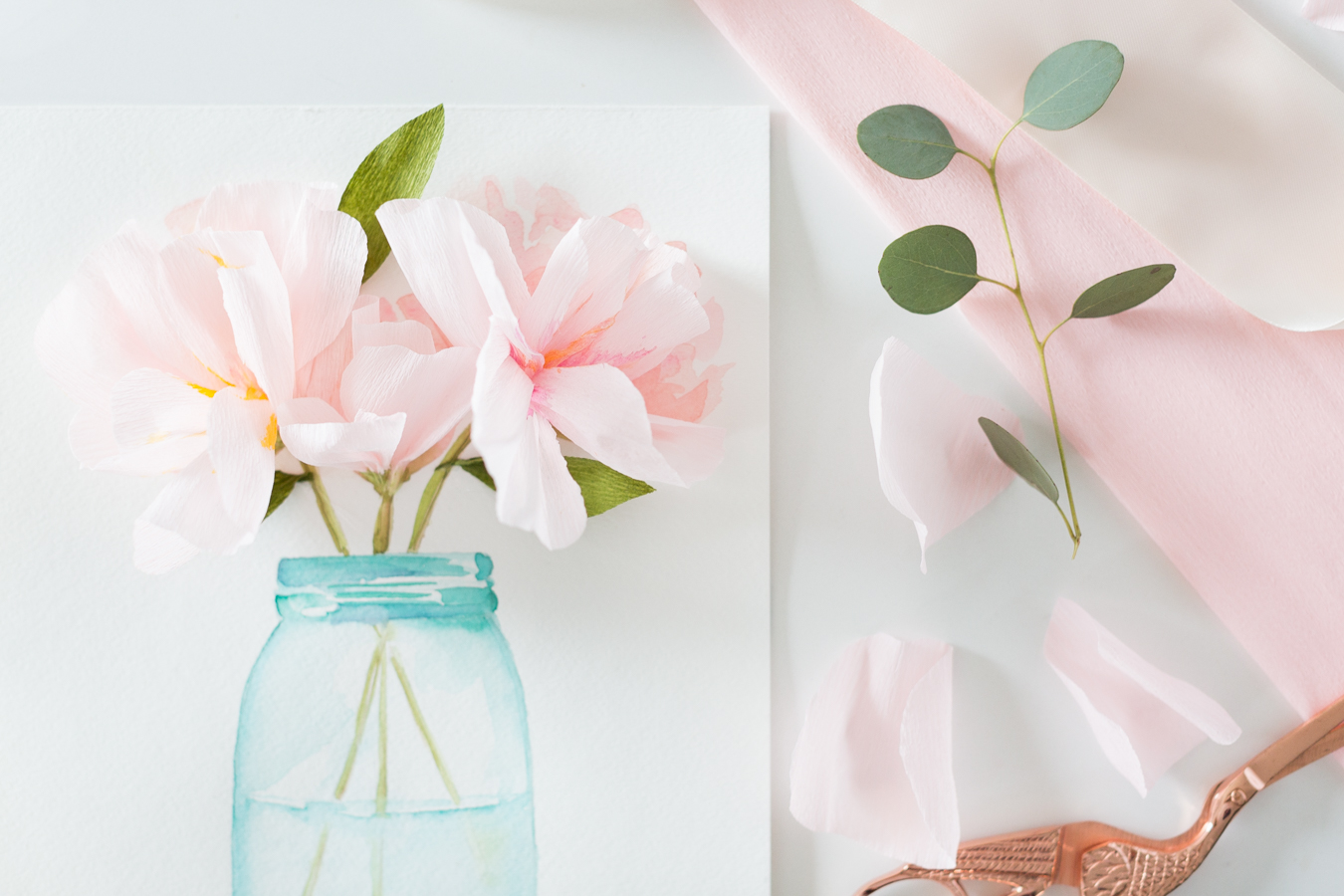 1350x900 3d Paper Flower Art With Free Watercolor Printable