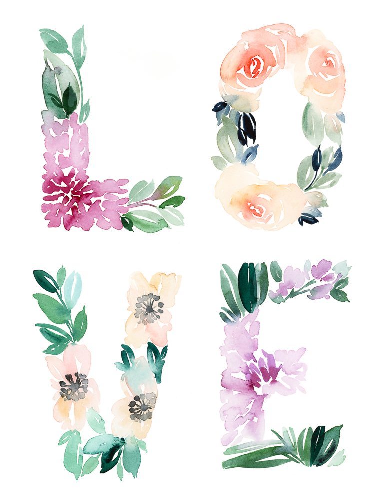 773x1000 Adorable Watercolor Floral Love Free Printable 3