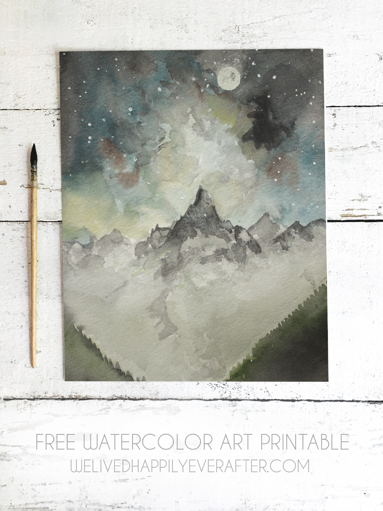 780x1040 Free Starry Night Mountain Landscape Painting Printable We Lived