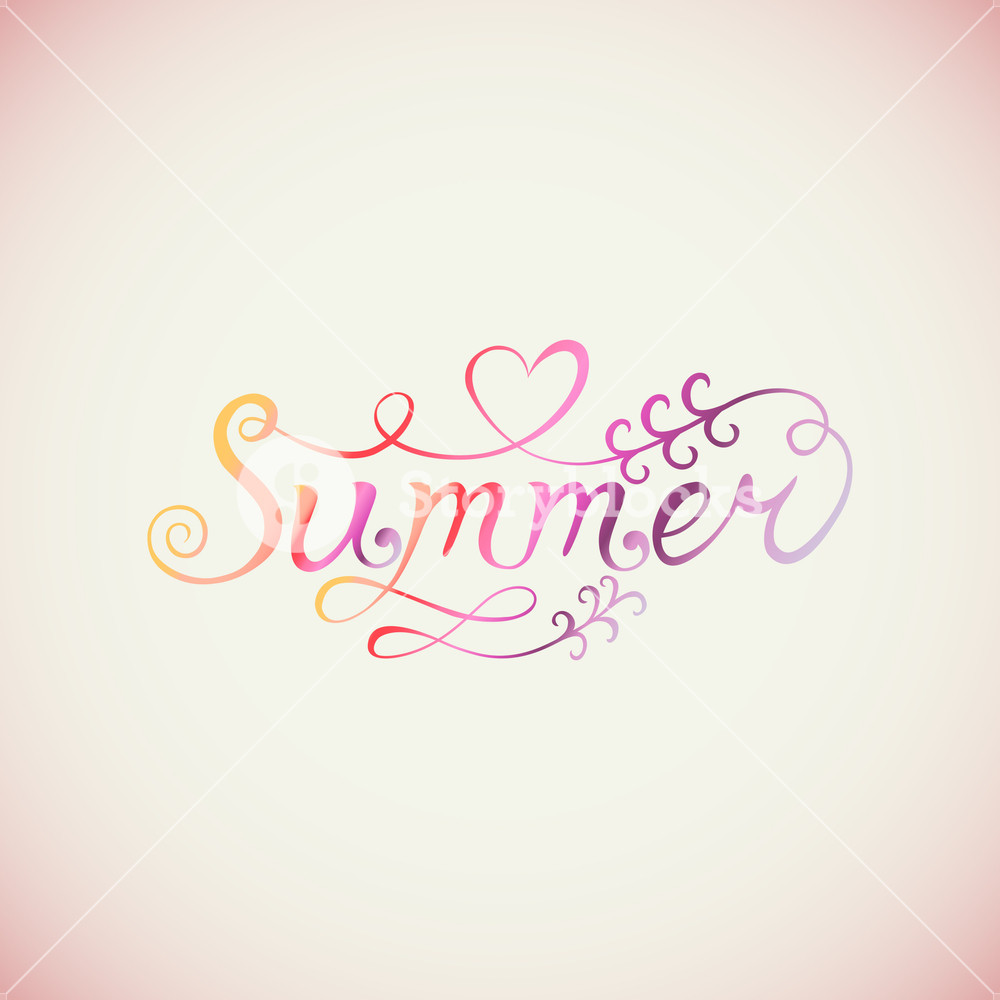 1000x1000 Summer Vector Watercolor Lettering. Hand Drawn Watercolor