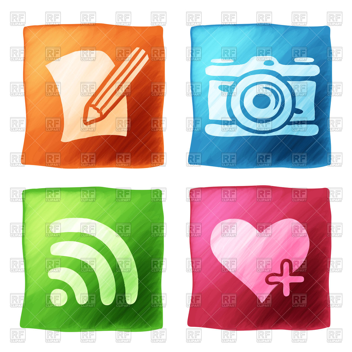 1200x1200 App Icons In Watercolor Technique Vector Image Vector Artwork Of