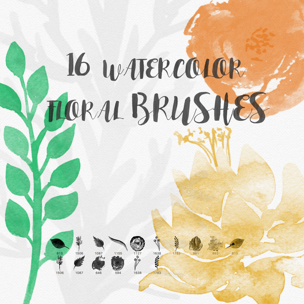 1000x1000 Watercolor Floral Brushes