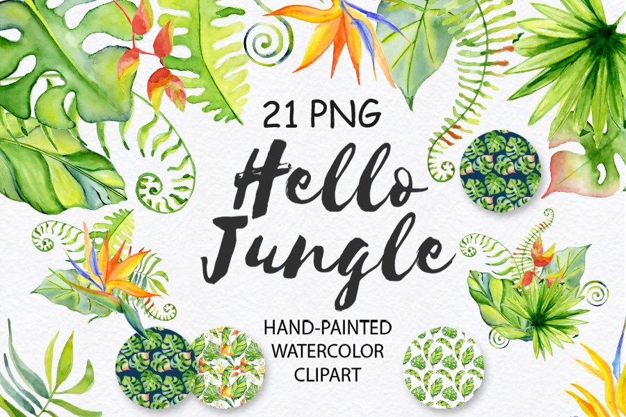 900x600 Tropical Leaves Watercolor Clipart Free Design Resources