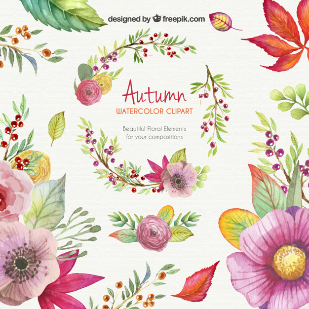 626x626 Autumn Watercolor Clipart Vector Free Download