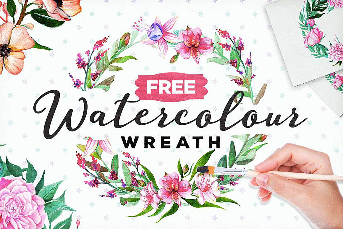 1160x773 Free Watercolor Floral Wreath