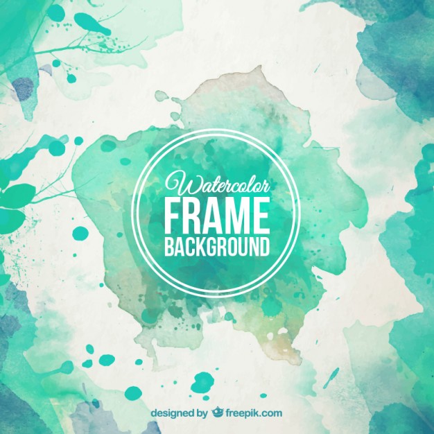 626x626 Watercolor Frame Background In Turquoise Tones Vector Free Download