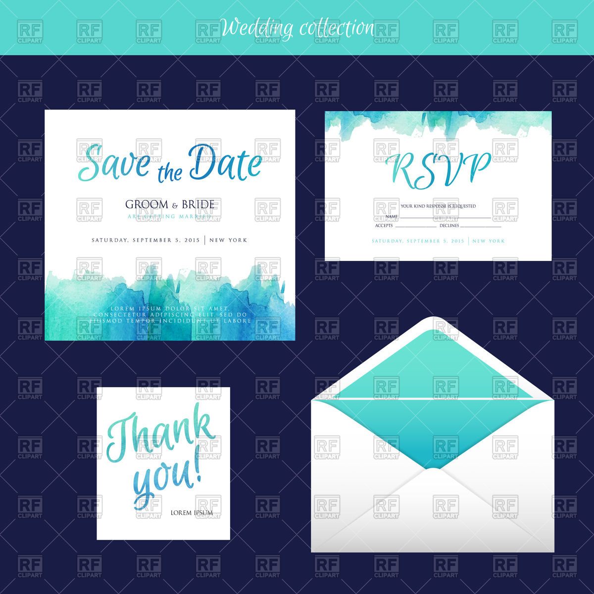 1200x1200 Wedding Invitation With Watercolor Design Vector Image Vector