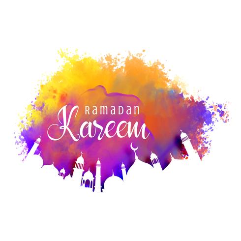 490x490 Ramadan Kareem Background With Watercolor Effect