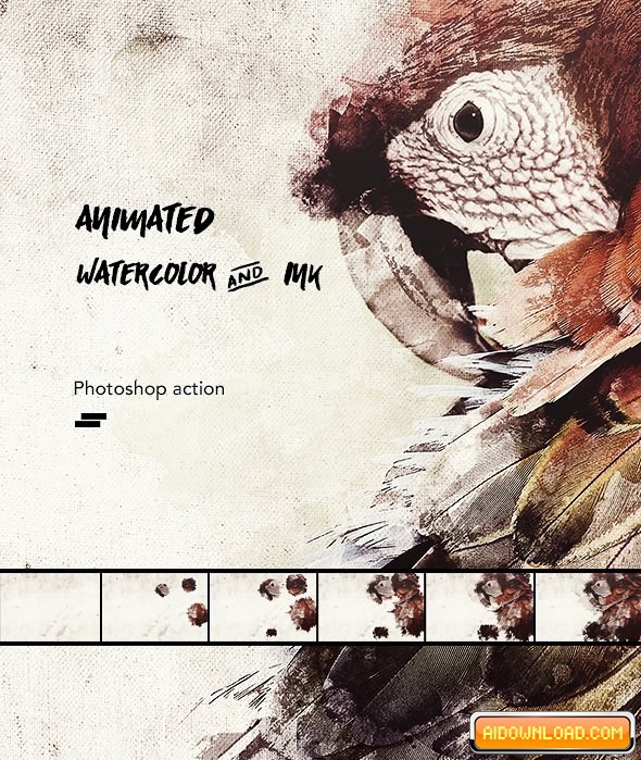 590x699 Animated Watercolor And Ink Effect Photoshop Action Free Download