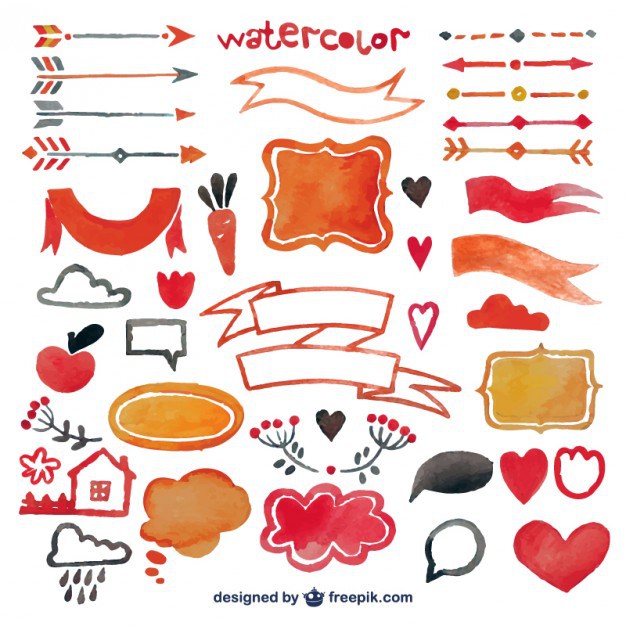 626x626 Watercolor Decoration Elements Free Vector 123freevectors