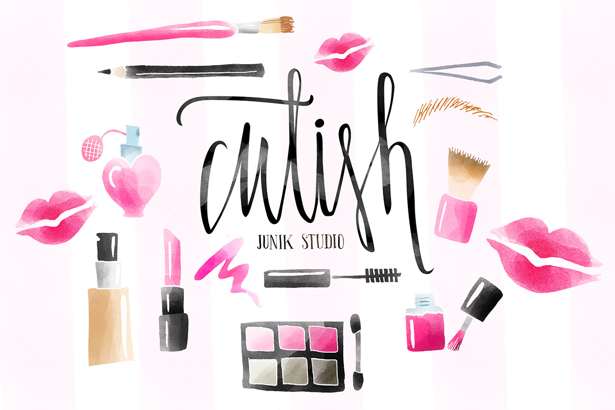 1200x800 13 Free Cutish Watercolor Makeup Elements