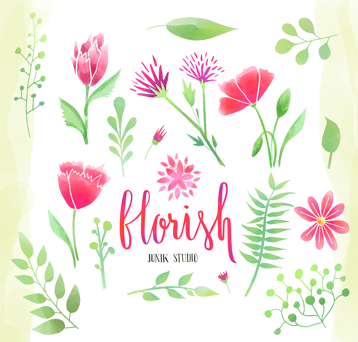 1200x1145 18 Free Watercolor Flower Elements On Behance