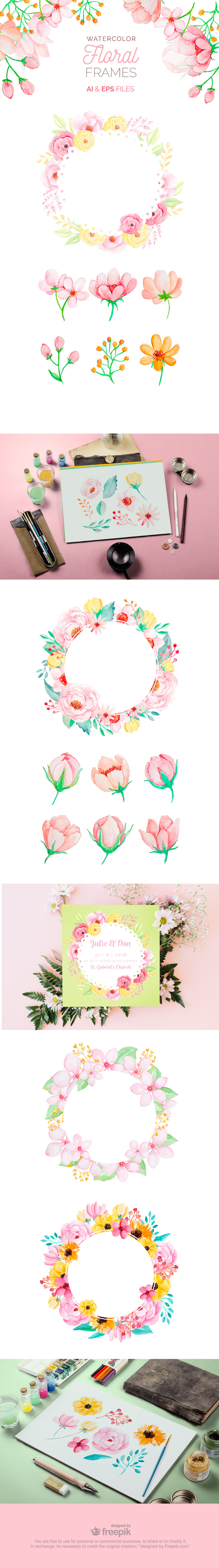 800x5728 Free Watercolor Floral Frames