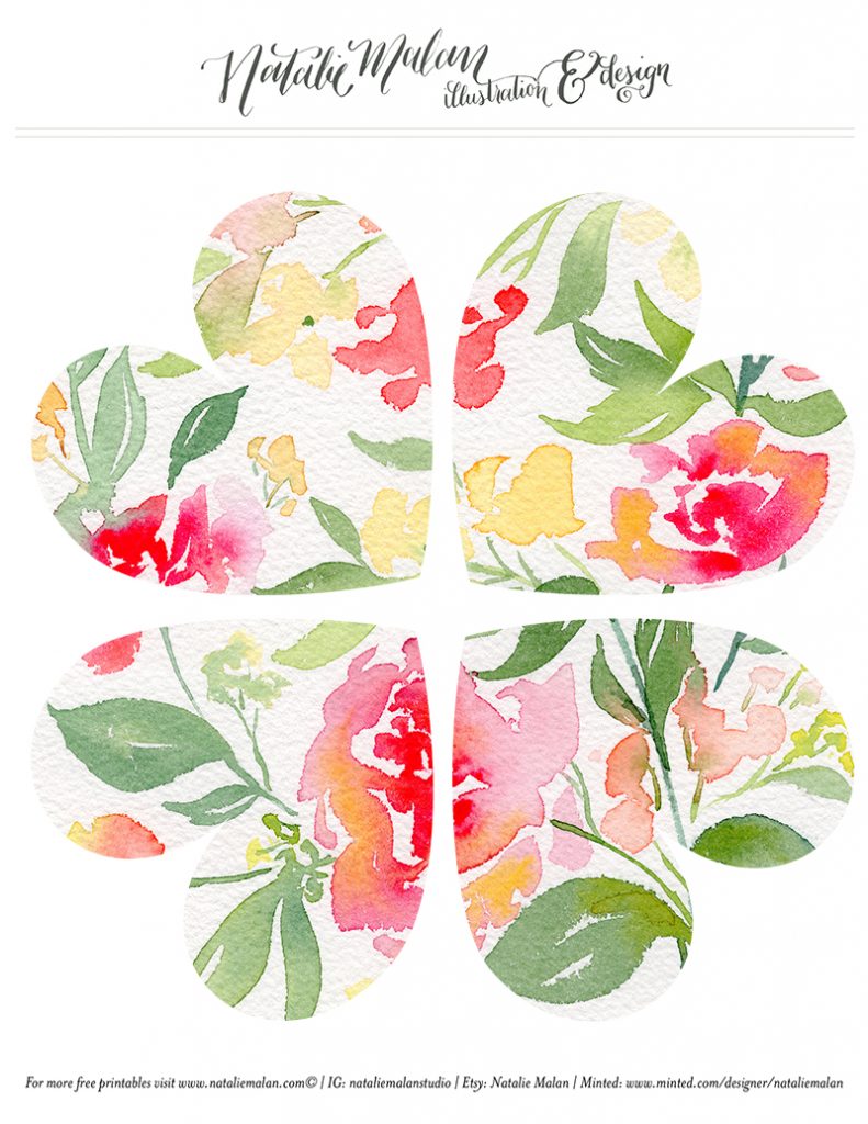 791x1024 Watercolor Floral Free Valentine Garland