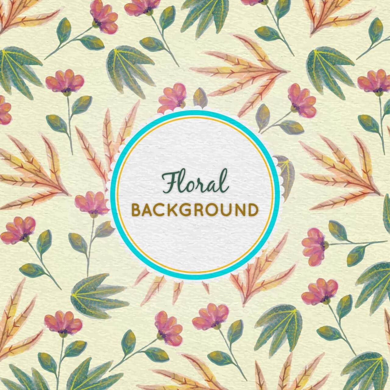 1280x1280 Free Vector Watercolor Floral Background With Frame