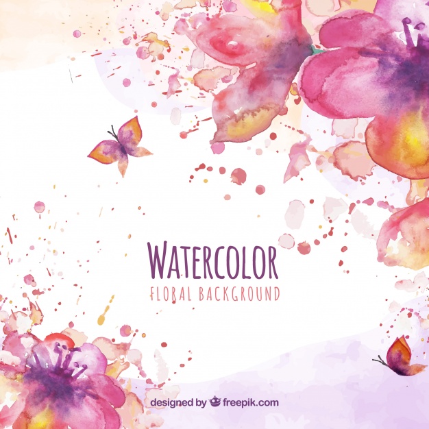 626x626 Watercolor Floral Background With Butterflies Vector Free Download