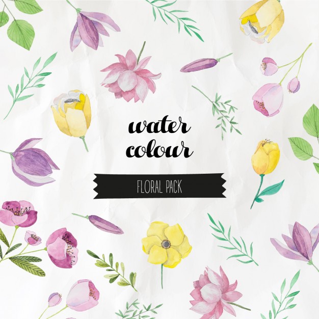 626x626 Watercolor Floral Pack Vector Free Download