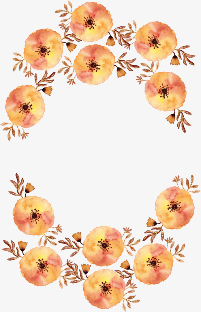 650x1007 Golden Watercolor Flower Border, Watercolor Vector, Flower Vector