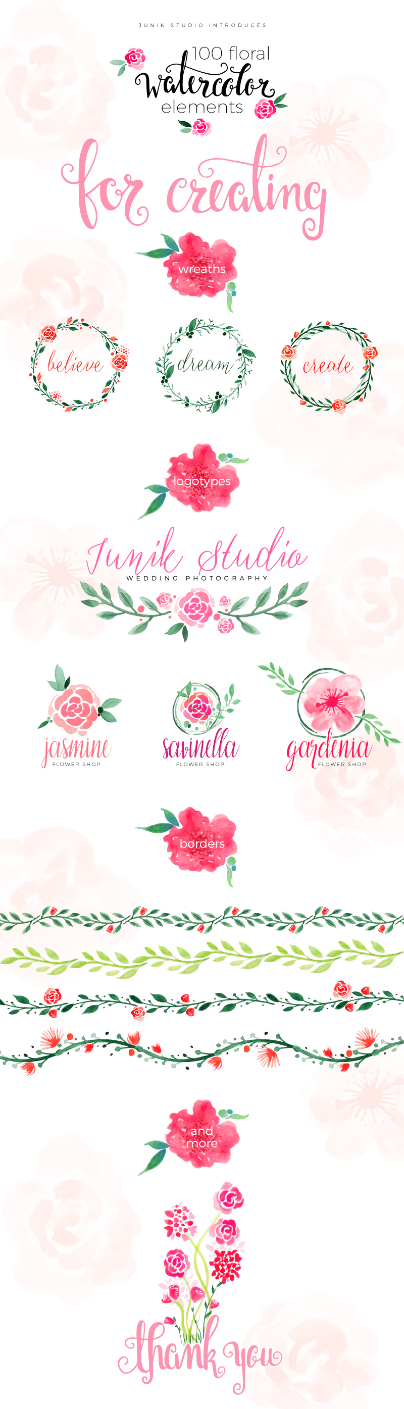 800x2790 A Collection Of Free Watercolor Floral Elements