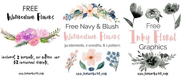 600x256 Free Summer Watercolor Flower Graphics Dawn Nicole