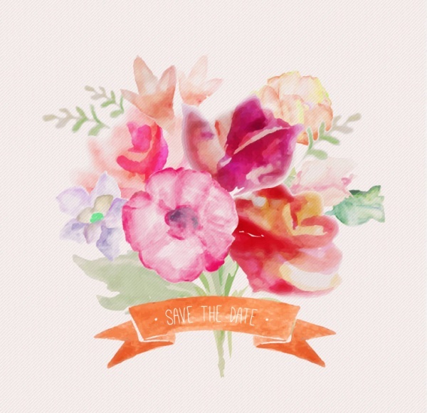 600x580 Watercolor Flowers With Ribbon Vectors Free Vector In Adobe
