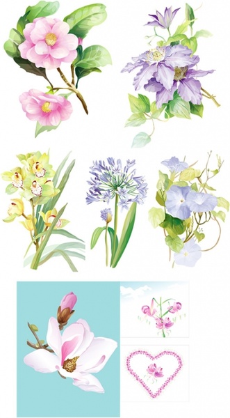 331x600 7 Elegant Watercolor Flowers Vector Free Vector In Adobe