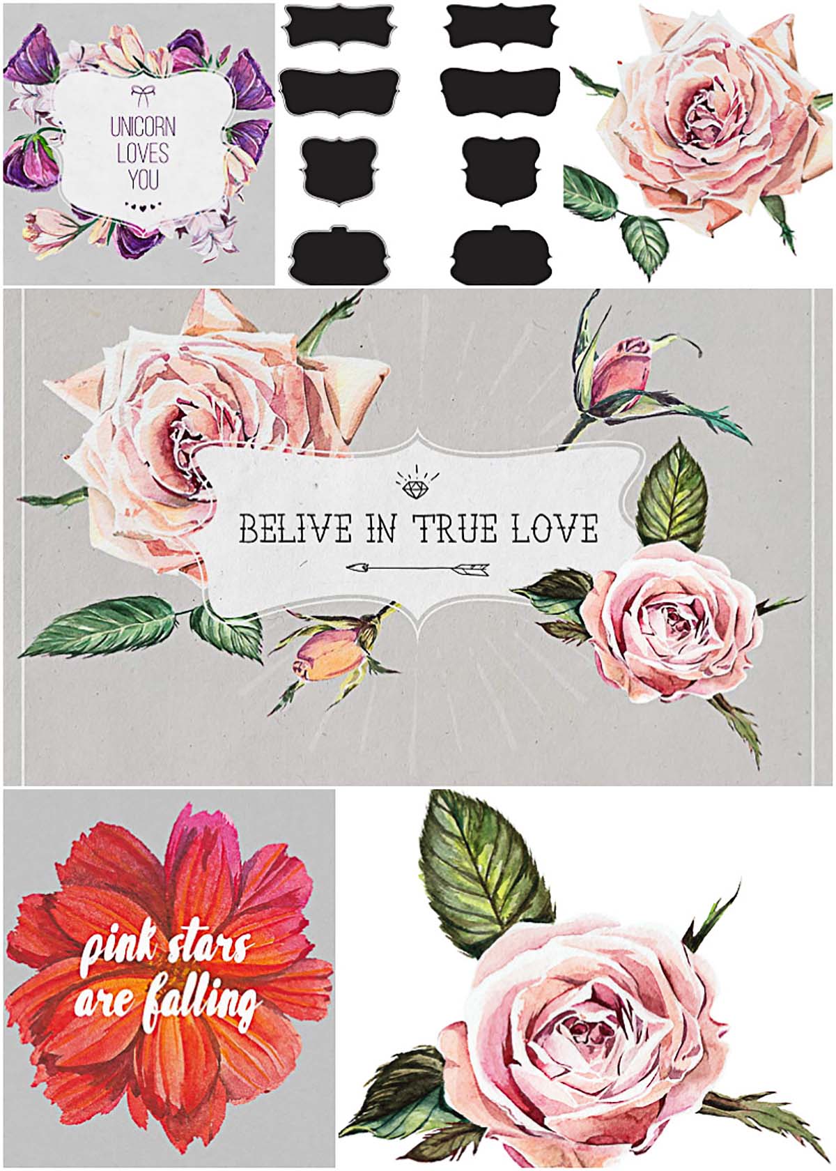1200x1680 Florist Watercolor Flowers Set Free Download