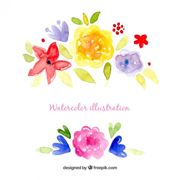 600x600 Watercolor Flowers Illustration Free Vector Free Vectors Ui