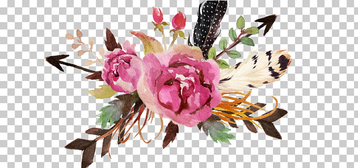 728x342 Floral Design Feather Flower Watercolor Painting, Creative