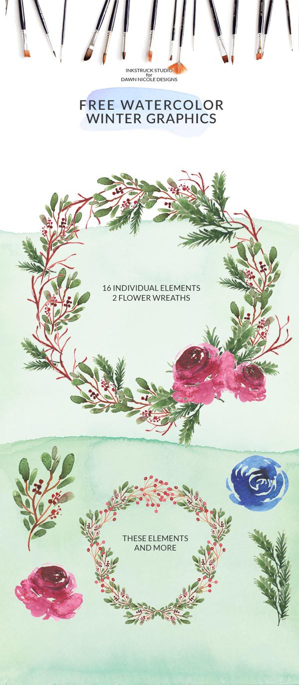 600x1374 Free Winter Watercolor Graphics Pack Dawn Nicole