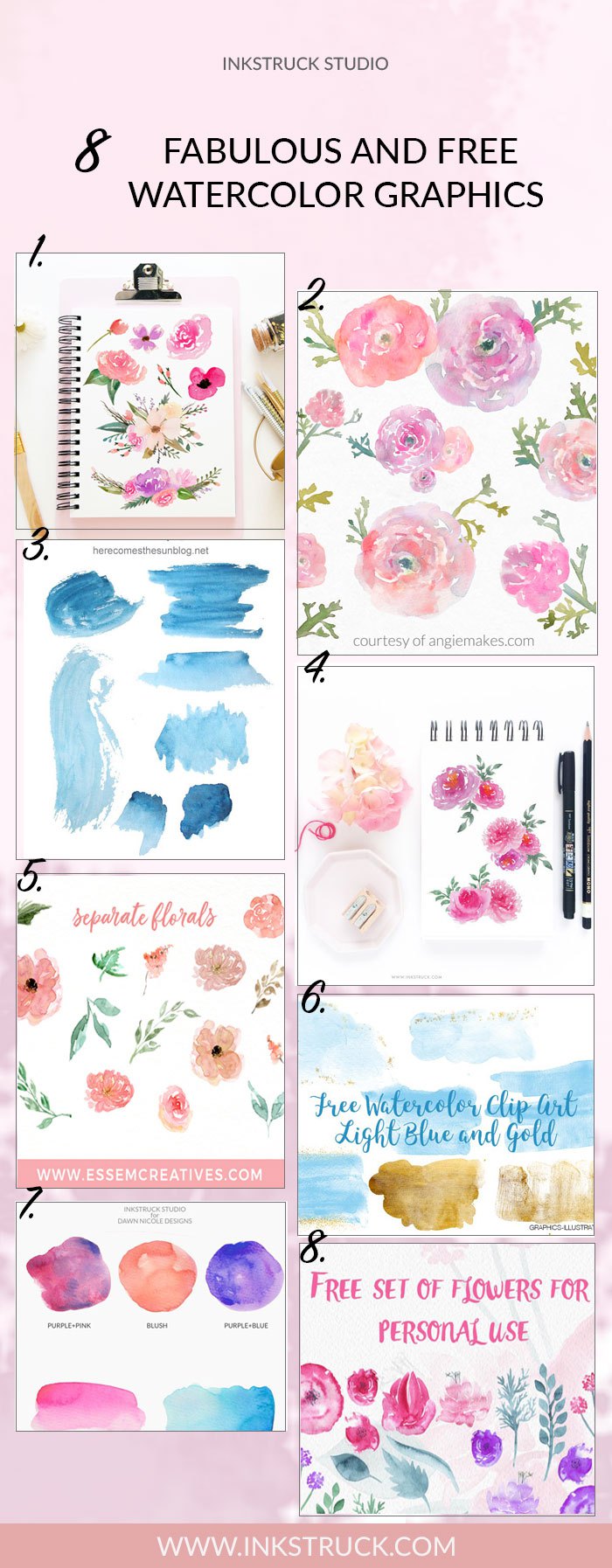 700x1794 8 Free Watercolor Graphics Roundup