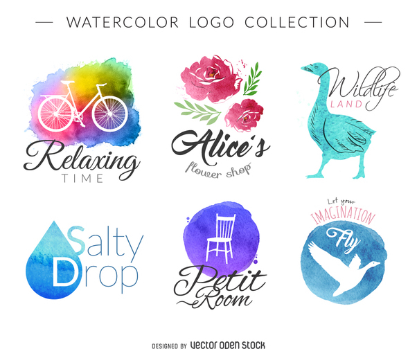 602x504 Watercolor Logo Set Free Vector Download 373503 Cannypic