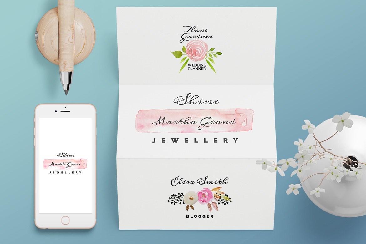 1170x780 3 Watercolor Floral Free Logo Free Design Resources