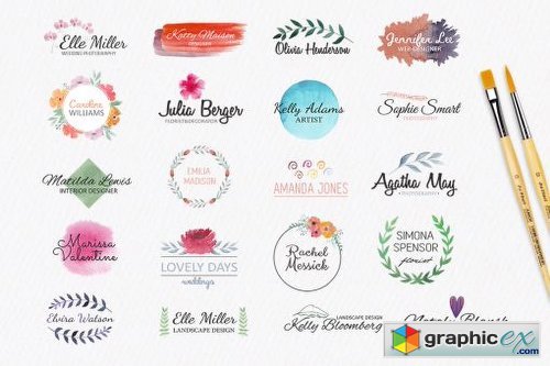 500x333 Watercolor Logo Templates Vol.1 Free Download Vector Stock Image