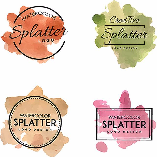 640x640 Handdrawn Watercolor Splatter Logos Template For Free Download On