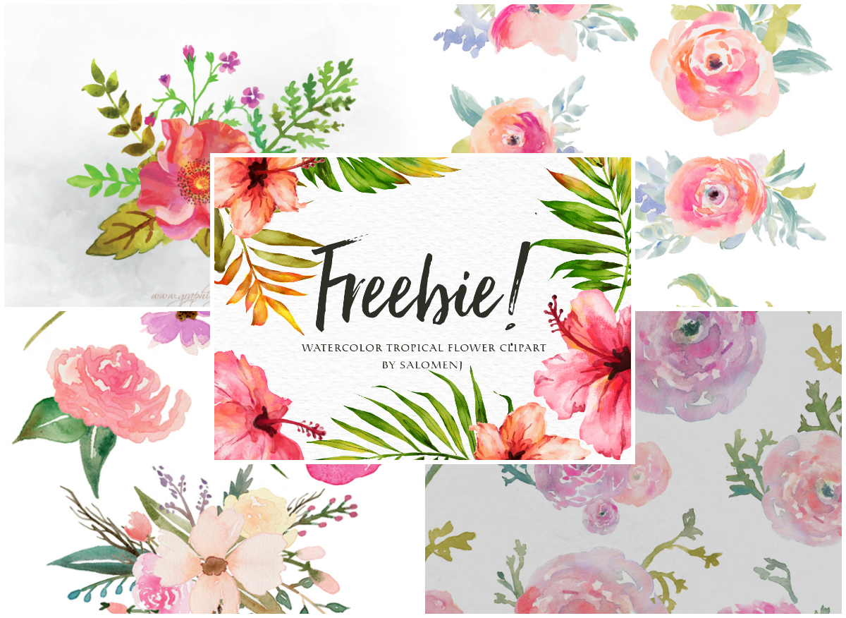 1200x876 A Collection Of Free Watercolor Floral Elements
