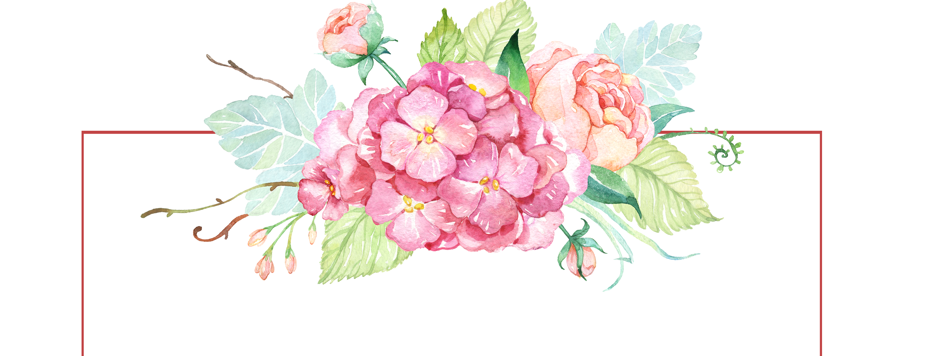 3543x1356 Free Watercolor Banner With Flowers Png