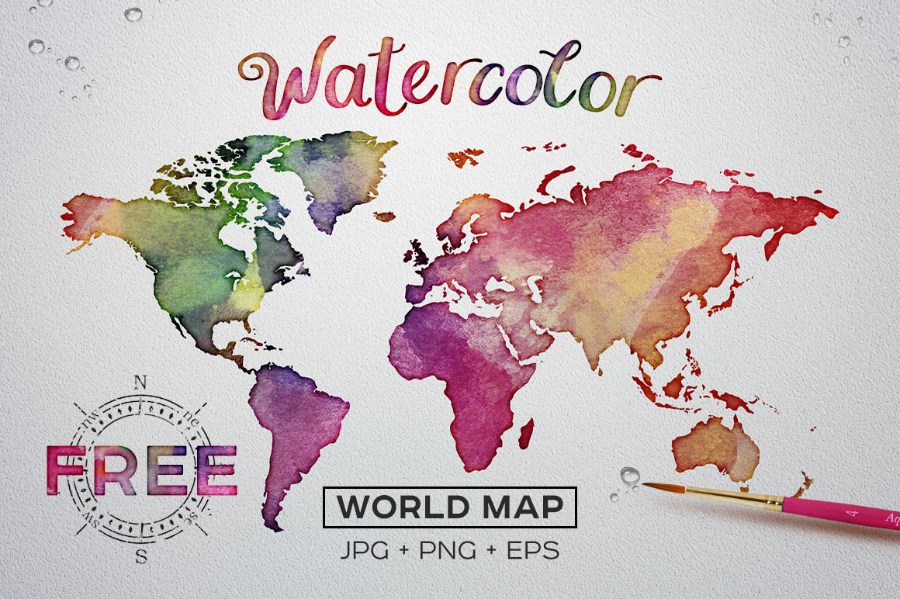 900x599 Free Watercolor World Map Free Design Resources