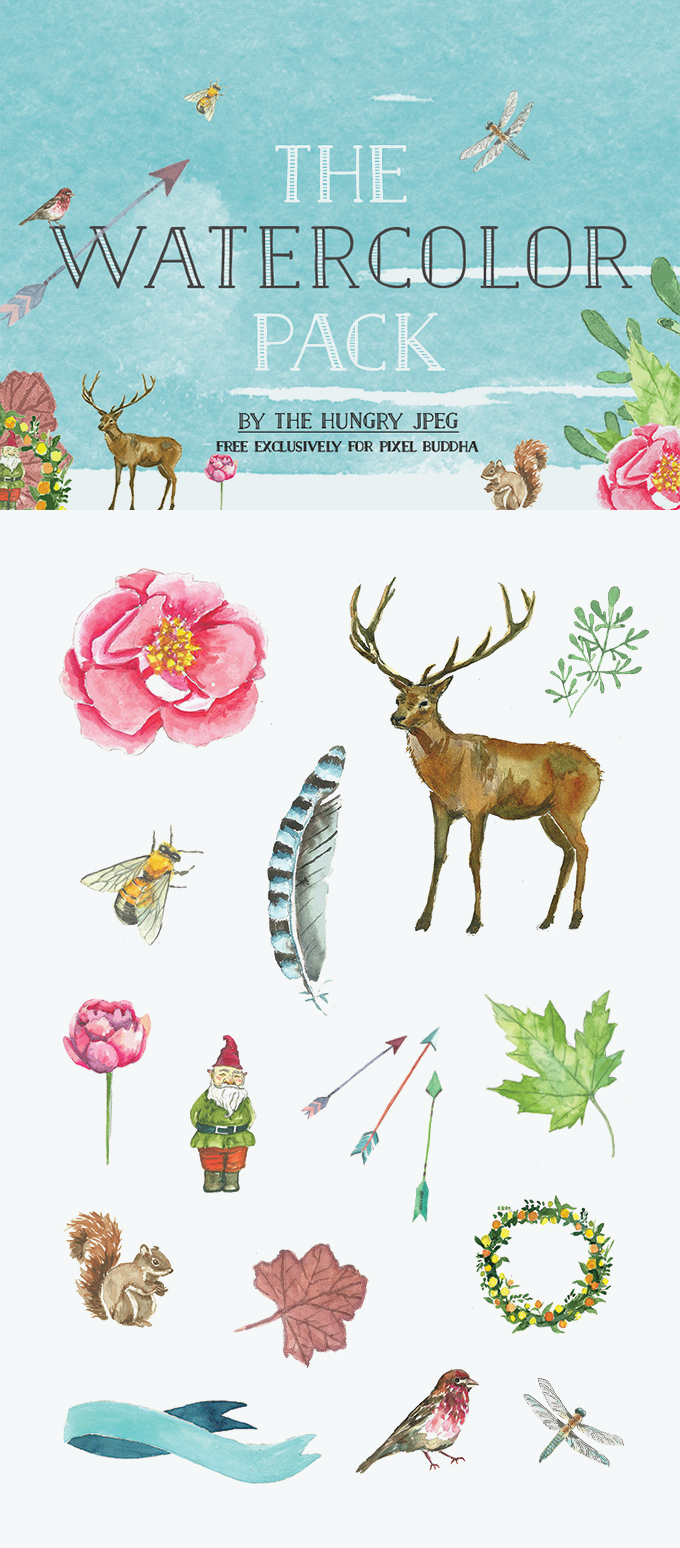 680x1548 Free Watercolor Illustrations Pack