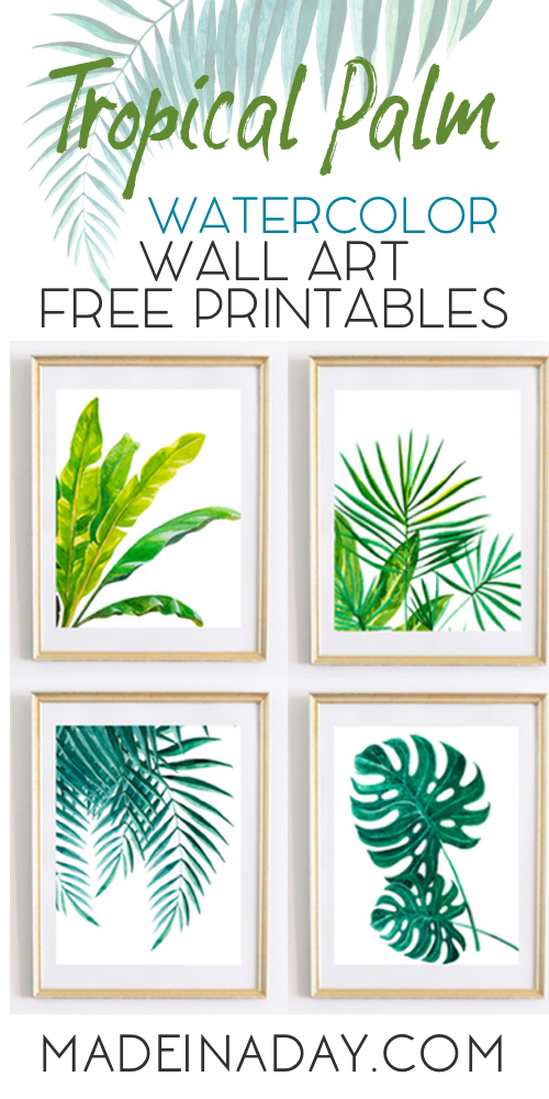 500x1000 Tropical Palm Watercolor Wall Art Printables Made In A Day