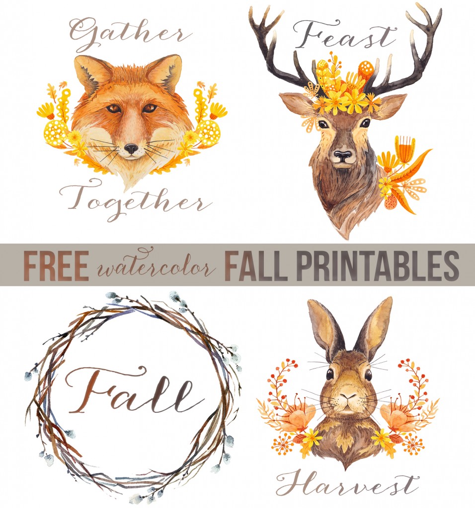 956x1024 Woodland Watercolors + 35 Free Fall Printables