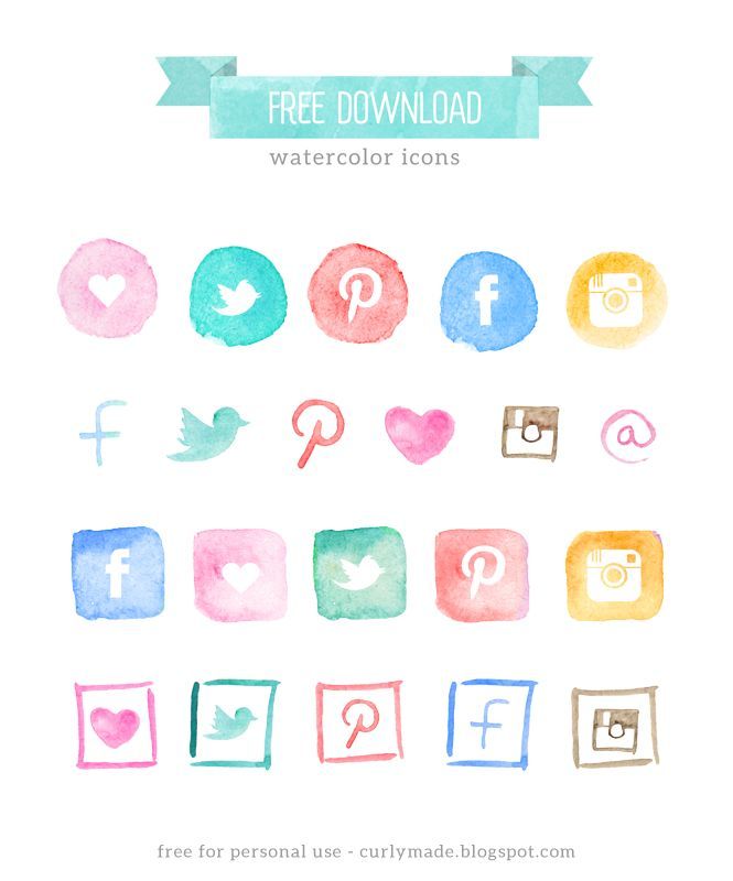 665x800 Free Watercolor Social Media Icons Blog Restyle Creative