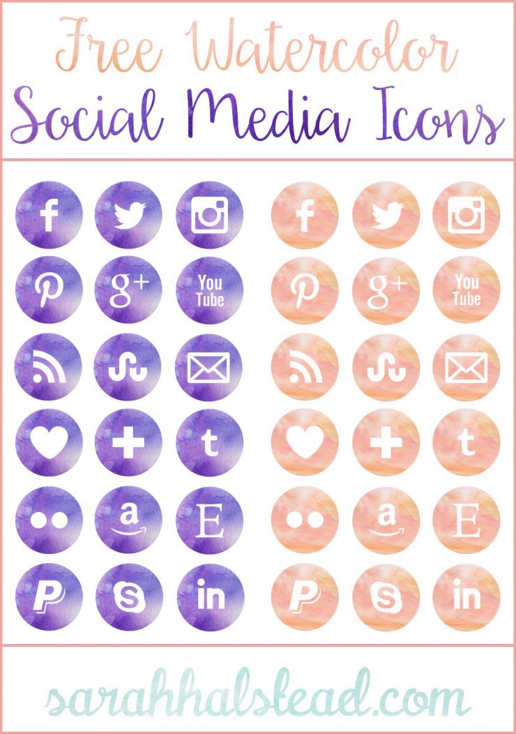740x1052 Free Watercolor Social Media Icons Sarah Halstead