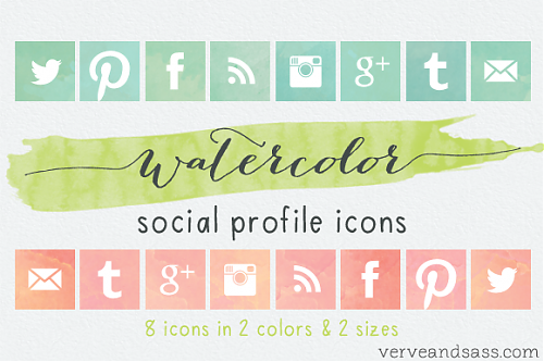 500x333 5 Free Watercolor Social Media Buttons Resources