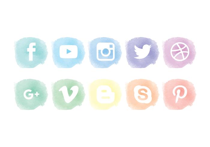 700x490 Vector Watercolor Social Media Icons