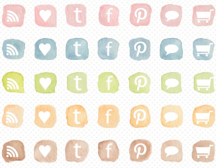 438x340 Water Colour Social Media Icons