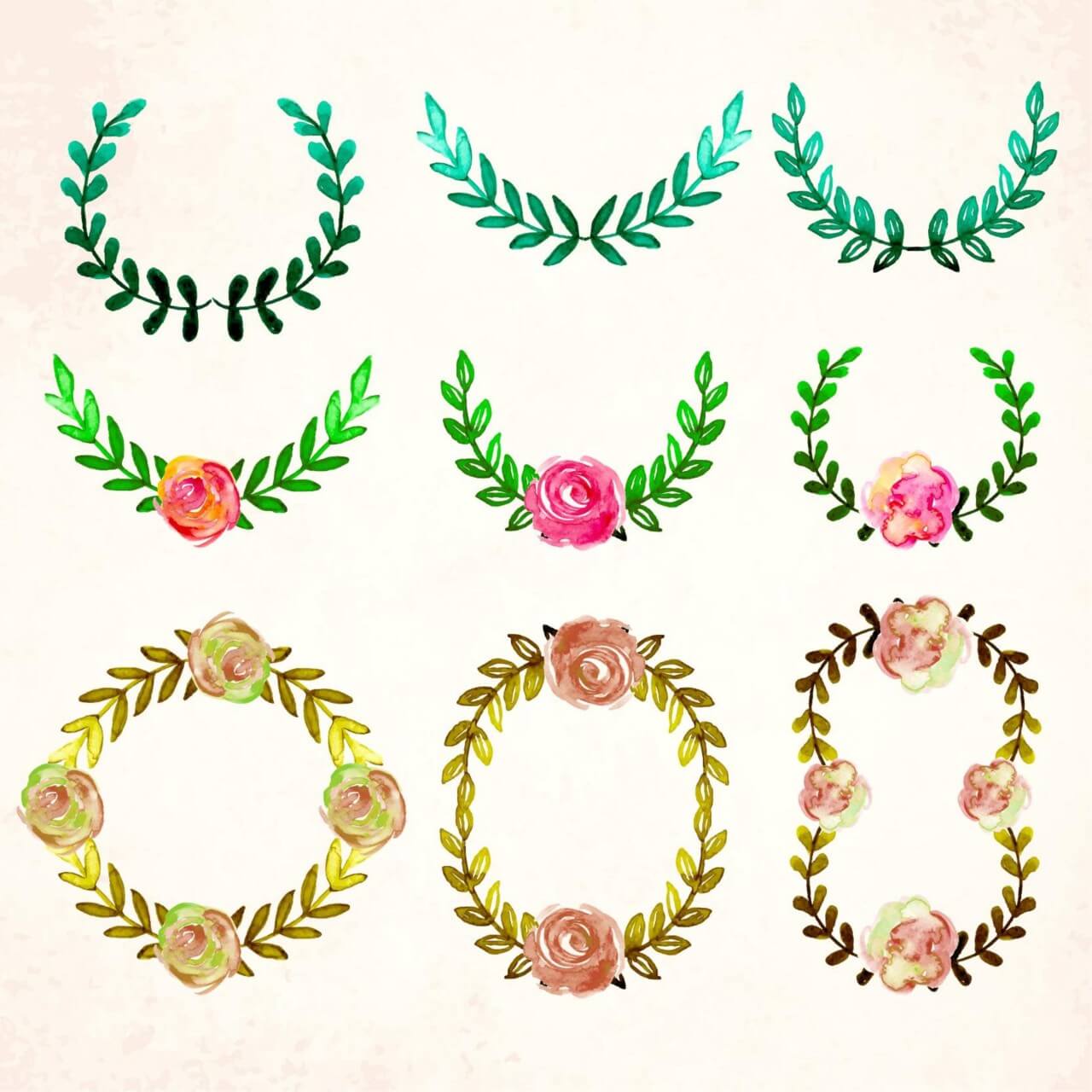 1280x1280 Free Vector Watercolor Vector Frames And Leaves